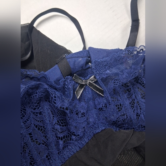 Adore Me Babydoll Lingerie Black And Blue Size 34DD NWT - Picture 3 of 10